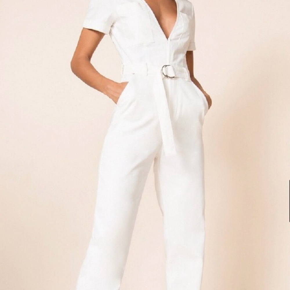 Tiger Mist White Belted Jumpsuit